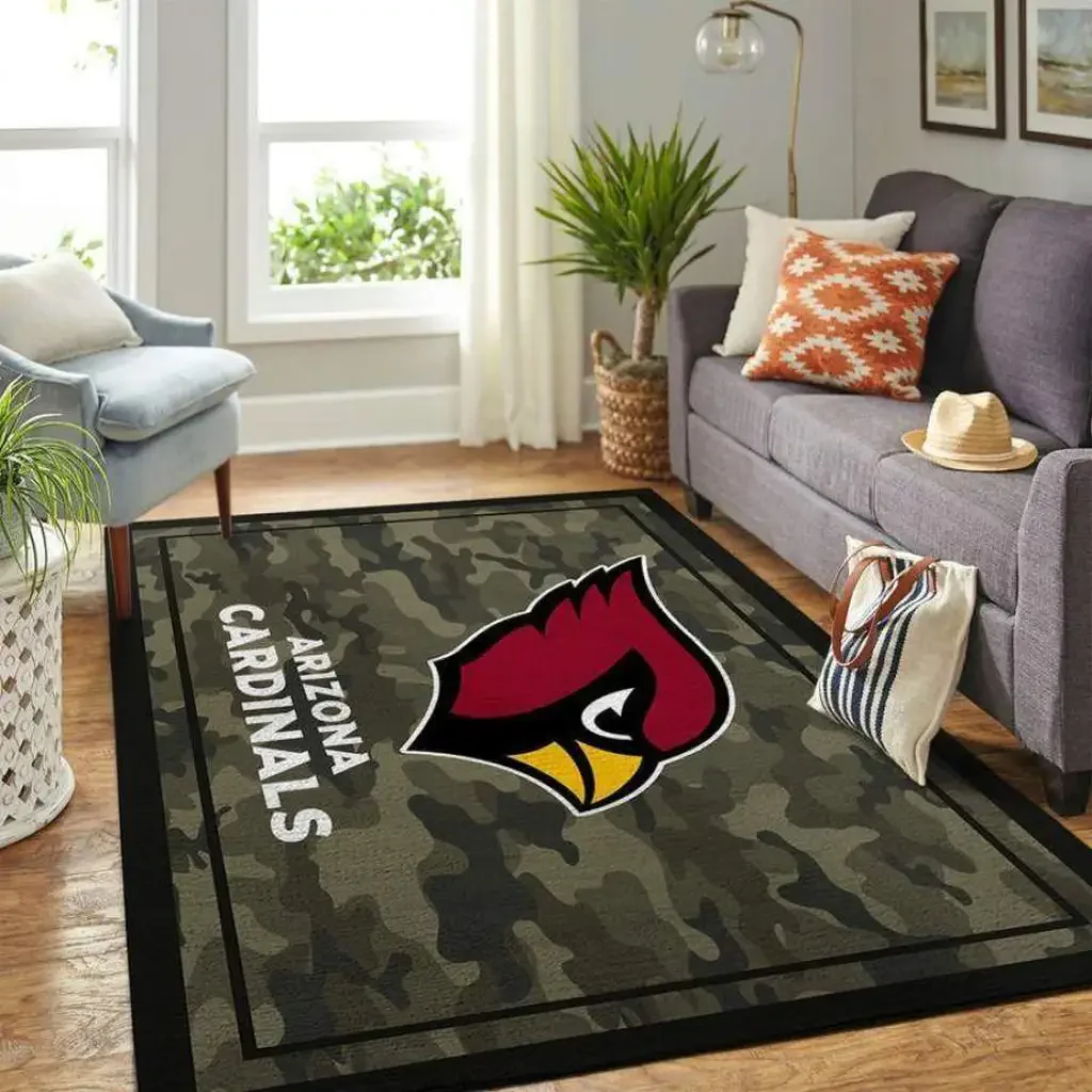 Arizona Cardinals Rug – Camo Living Room Decor Green and Red