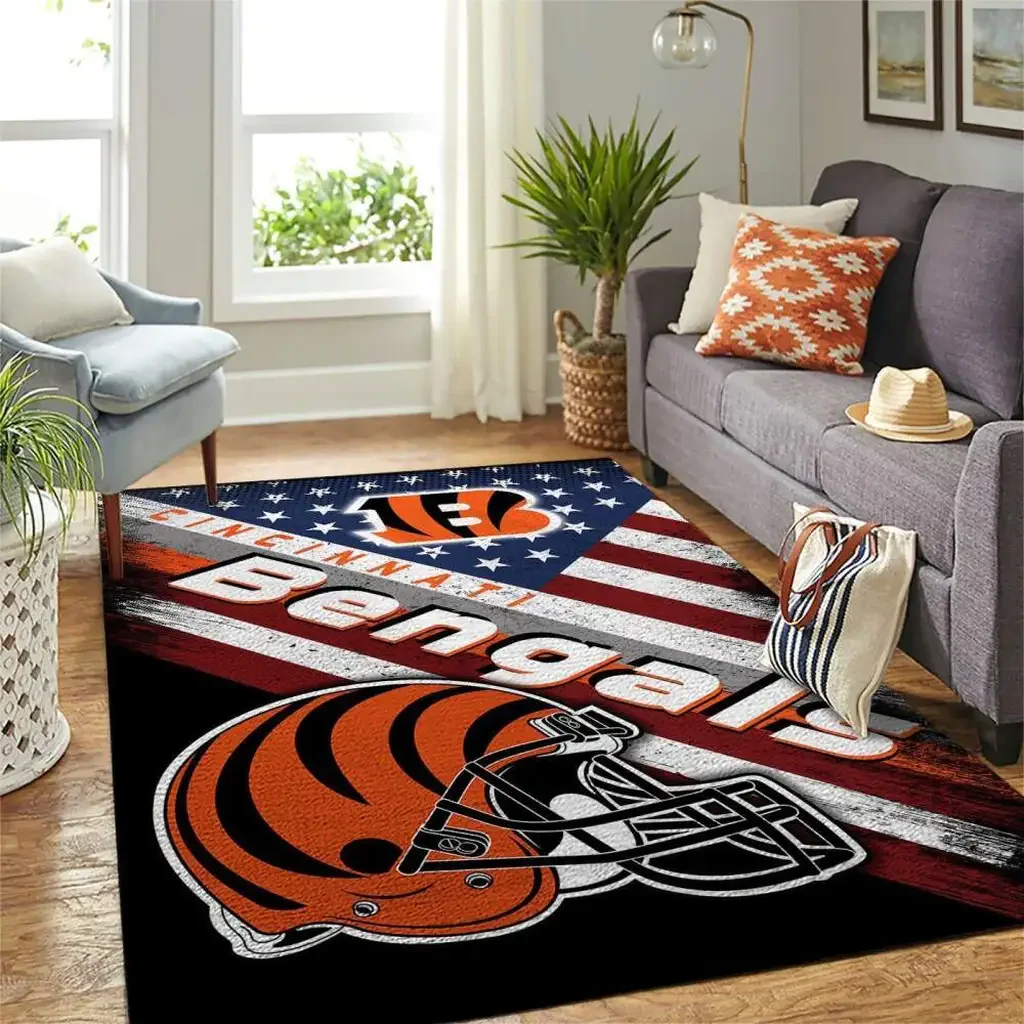 Cincinnati Bengals Rug – NFL Fan Area Bold Black and Orange
