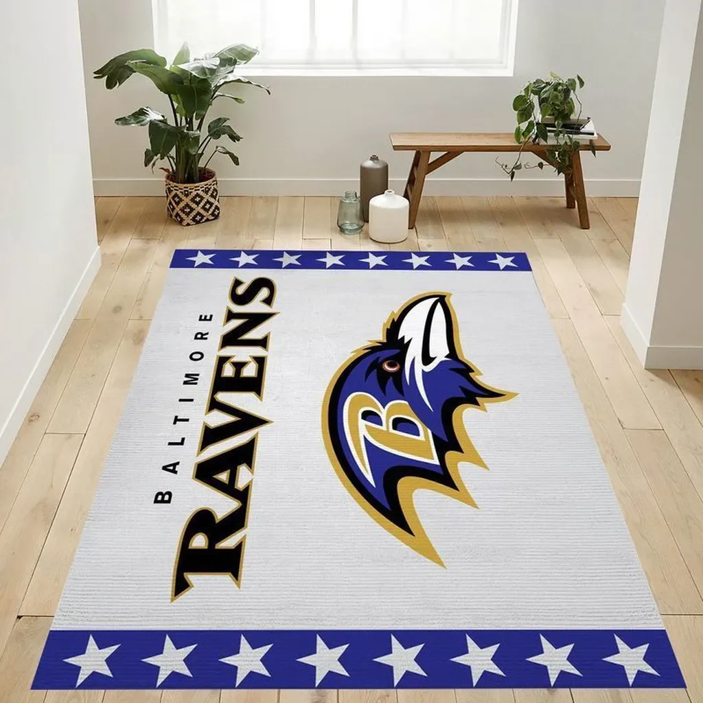 Baltimore Ravens Rug – for Living Room Decor Gold and Purple