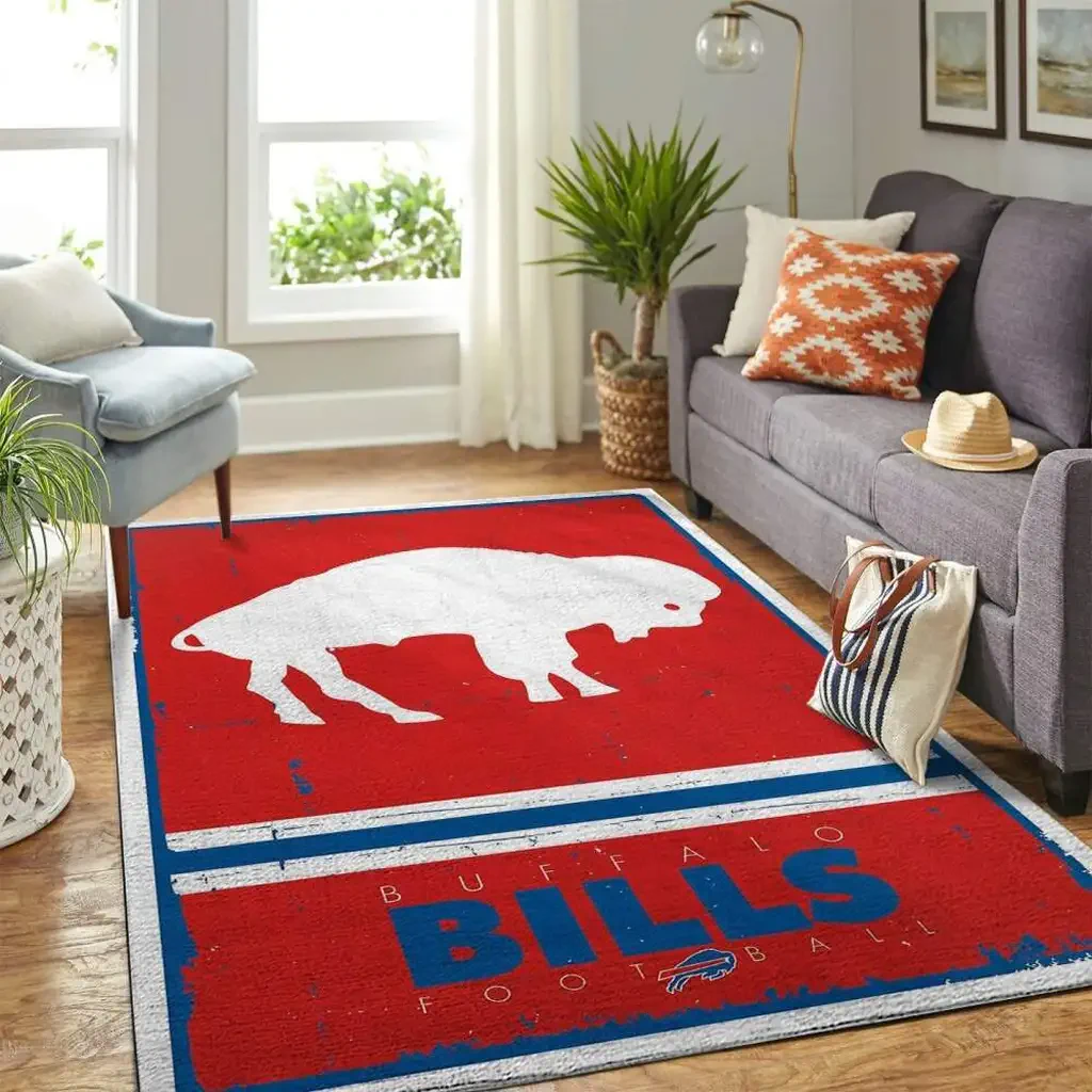 Buffalo Bills Rug – Vintage Style Football for Fans Blue and Red