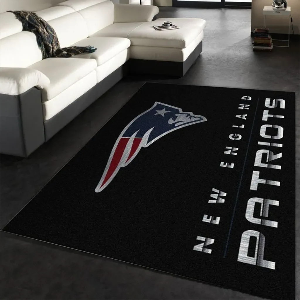 New England Patriots Rug – Team Logo Floor Mat Black and Blue