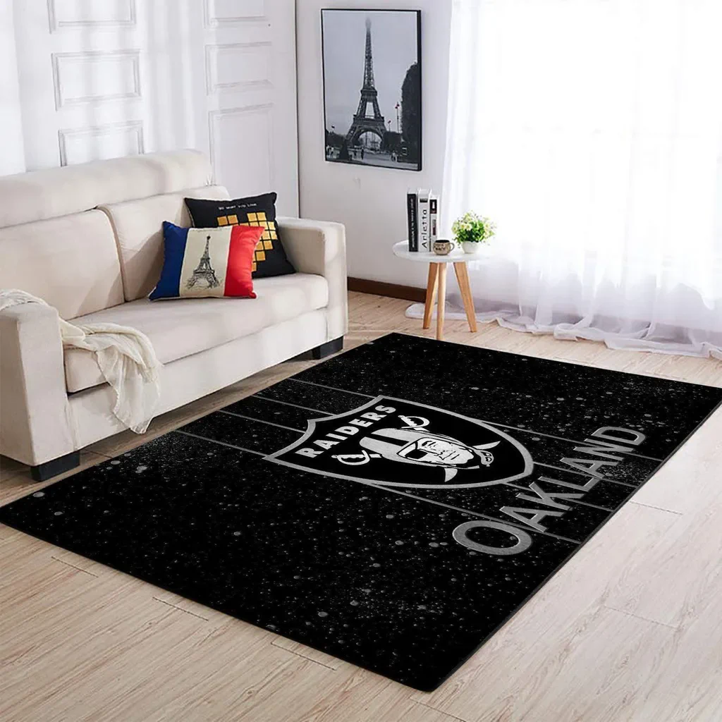 Oakland Raiders Rug – Area Perfect for Living Room Decor Black and Gray