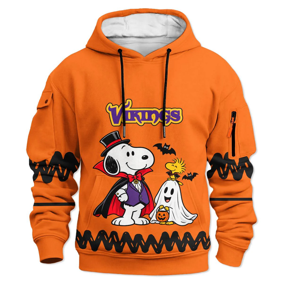 Minnesota Vikings Peanuts Halloween Cargo Hoodie, Men's Purple Gold Pullover Hoodie, Snoopy Football Fan Gift