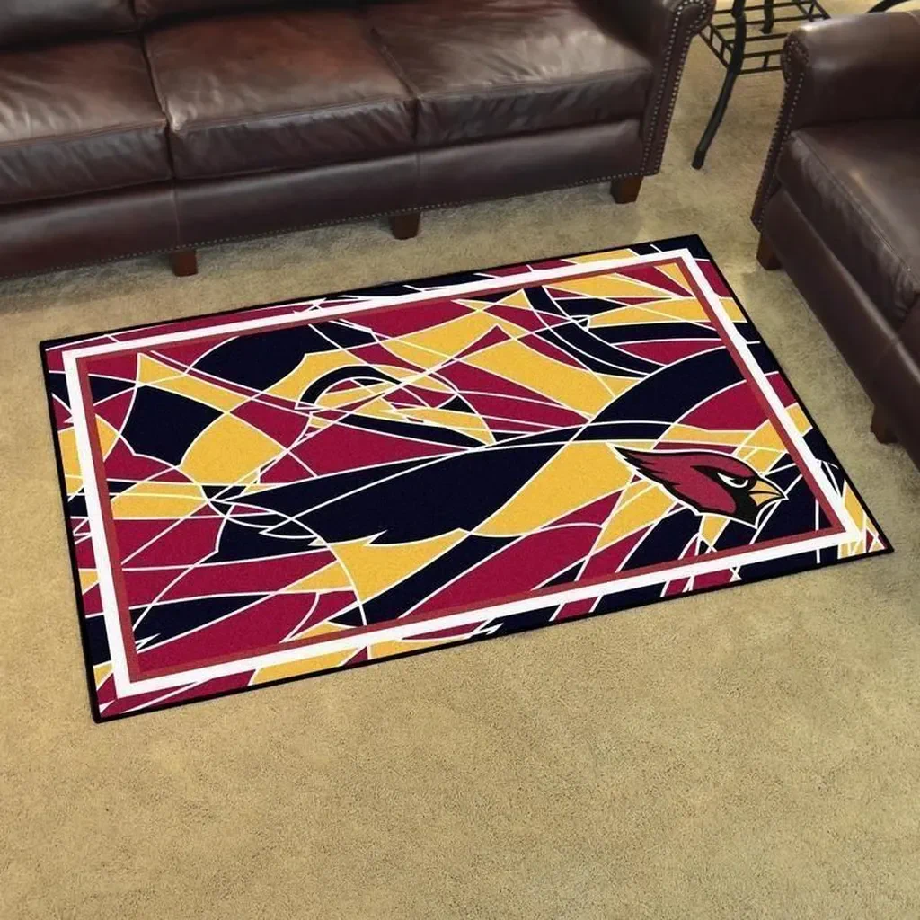 Contemporary Crimson and Abstract Art Floor Mat for Home Decor Black and Red