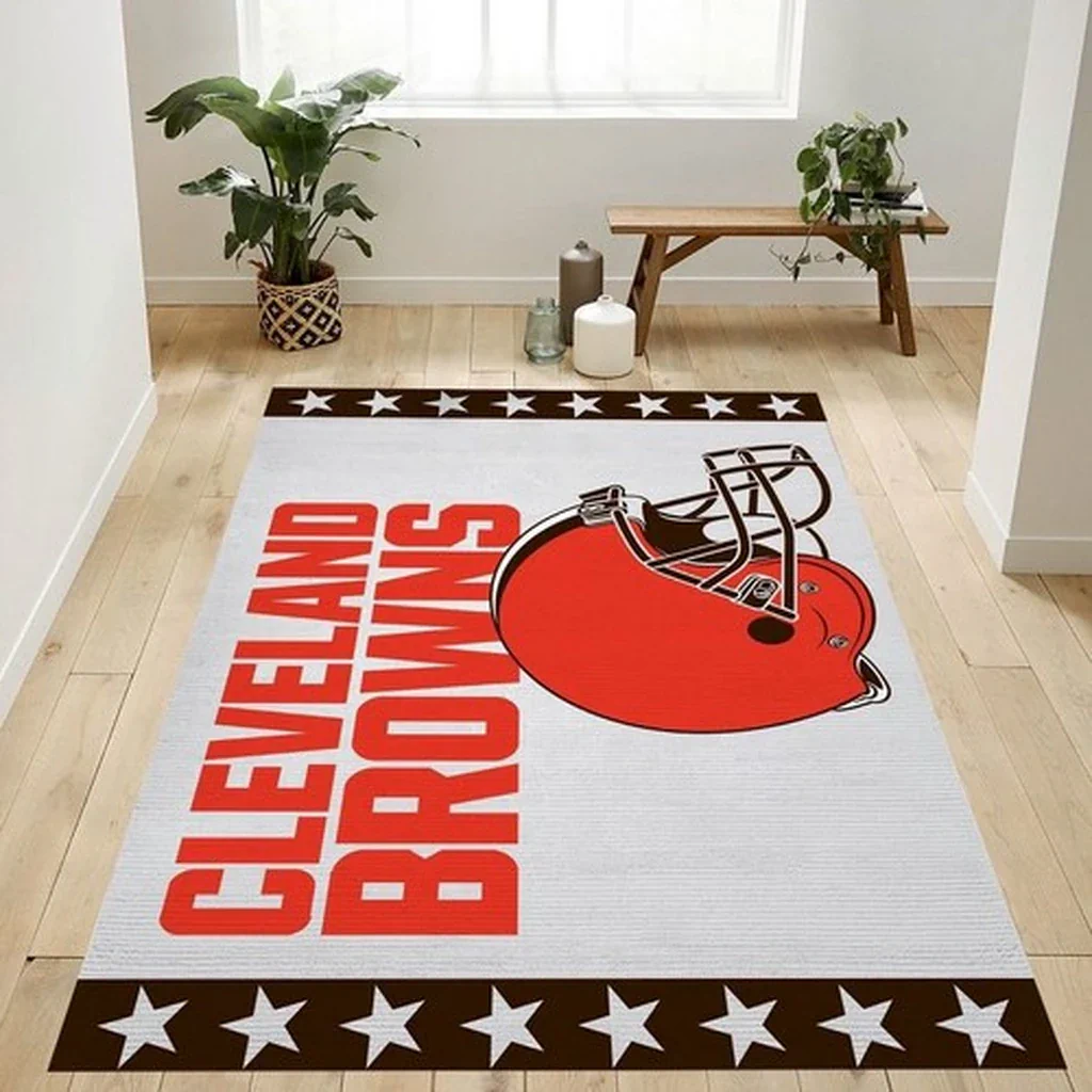 Cleveland Browns Rug – NFL Team Logo Floor Mat Orange and Brown
