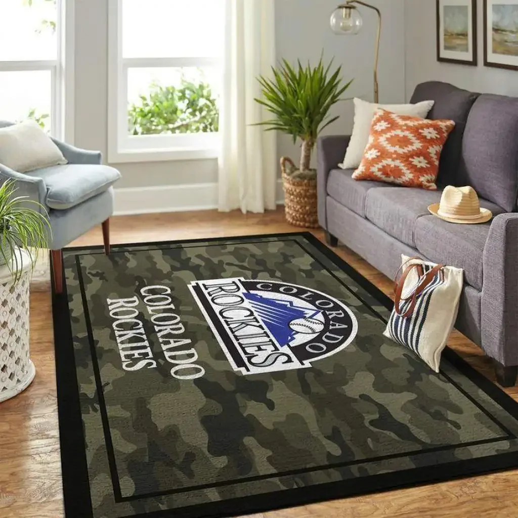 Colorado Rockies Rug – Camouflage Area for Home Decor Black and Green