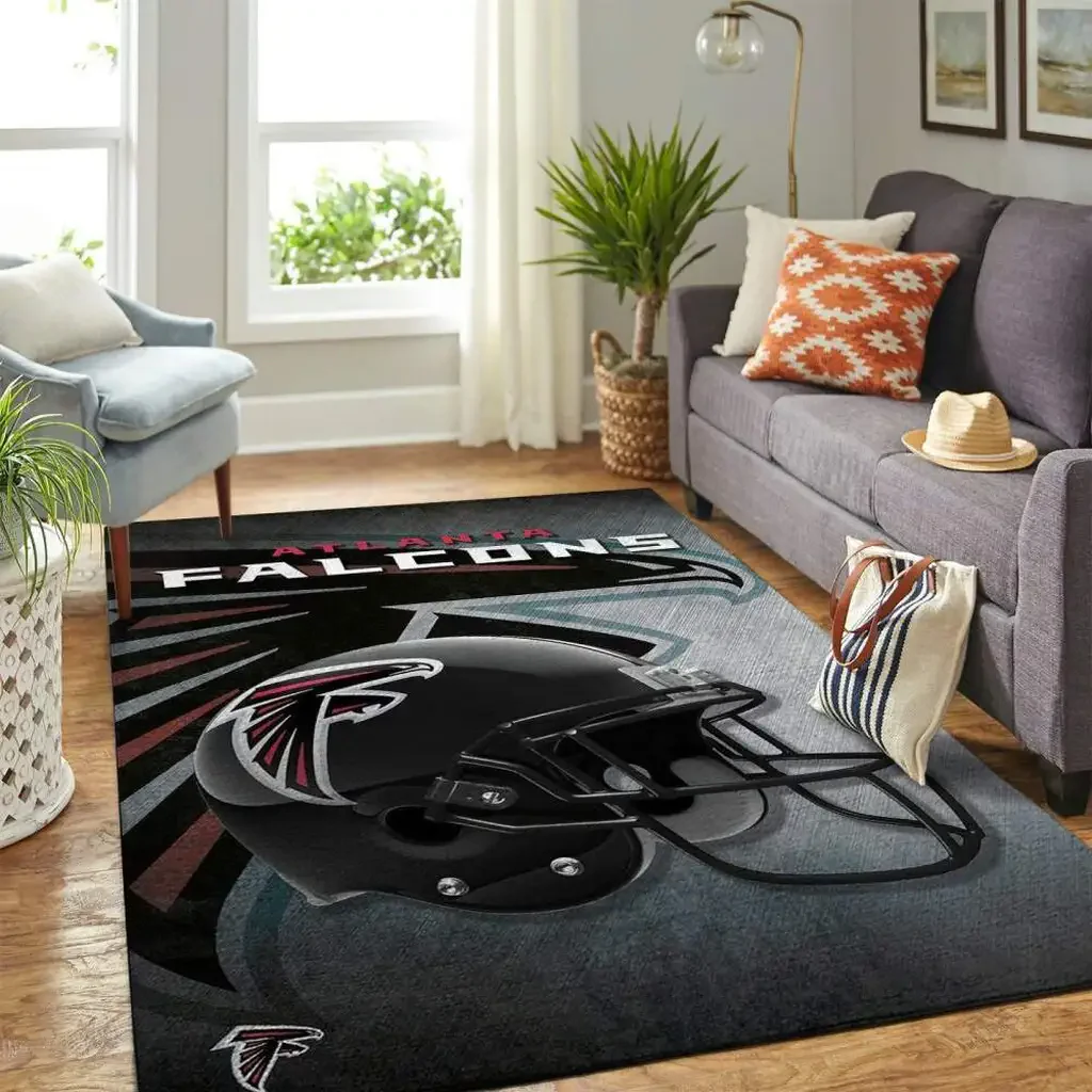 Atlanta Falcons Rug – Football Helmet Area for Fans Black and Gray