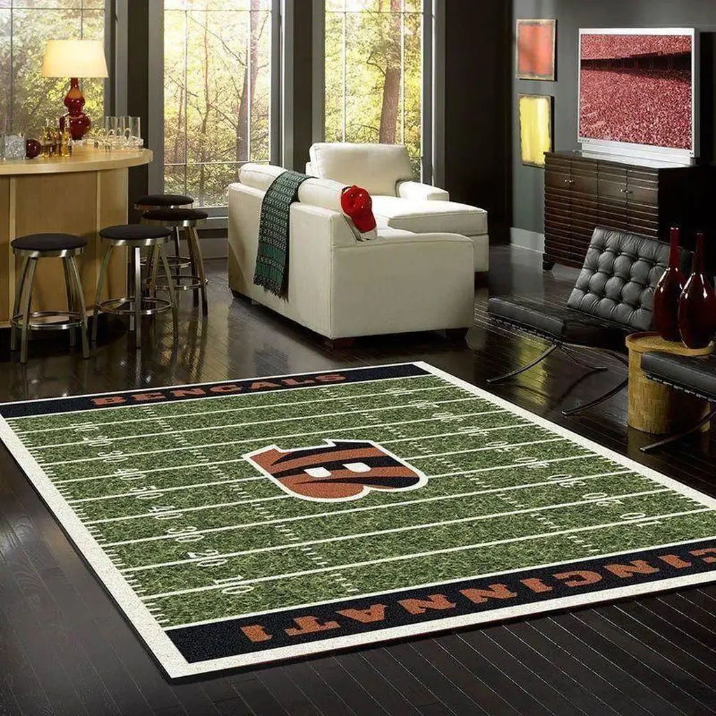 Cincinnati Bengals Rug – Football for Living Room Decor Black and Green