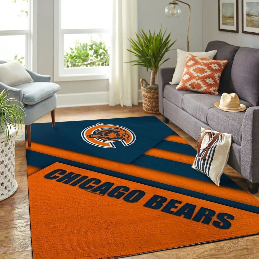 Chicago Bears Rug – Perfect for Living Room Decor Blue and Orange
