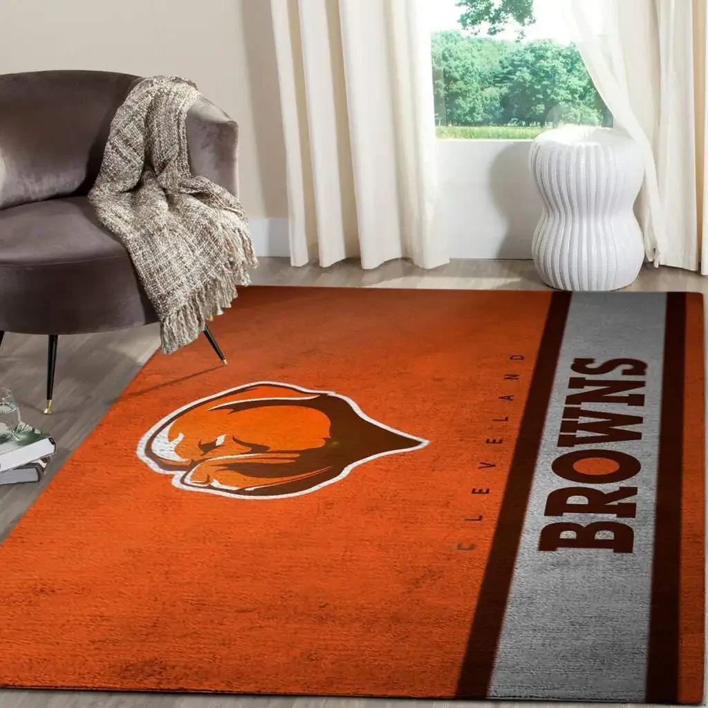 Cleveland Browns Rug – for Living Room Decor and Flooring Orange and Brown