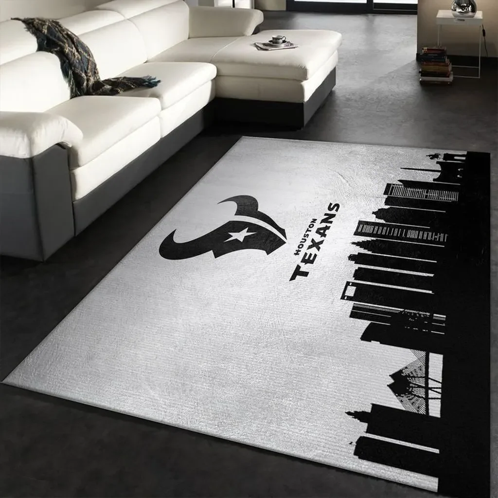 Houston Texans Rug – NFL with Houston City Skyline Design Black and Green