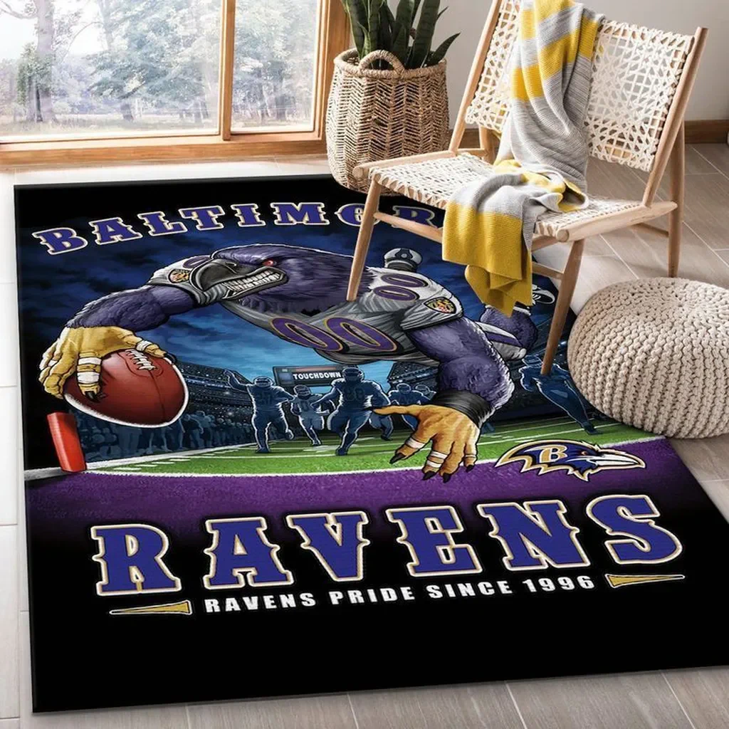 Baltimore Ravens Rug – Football Team Pride Home Decor Black and Purple