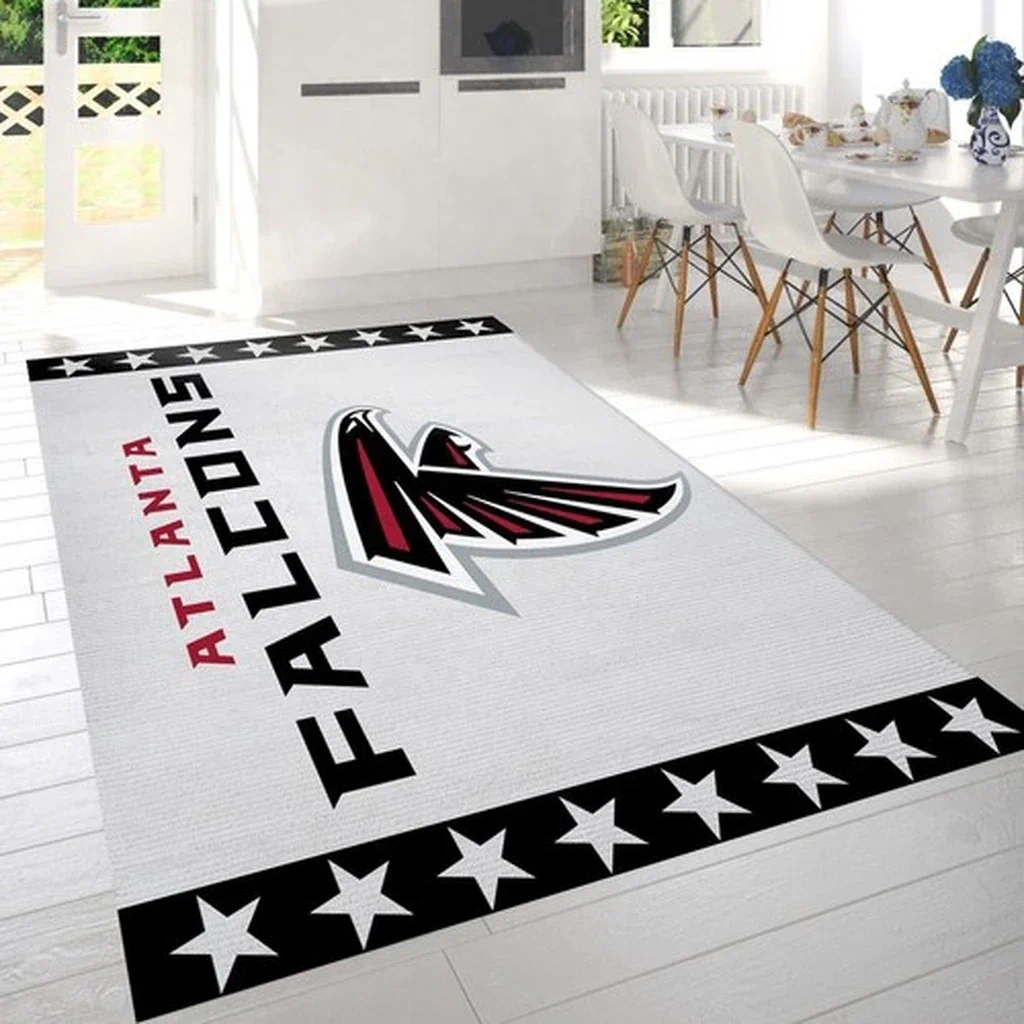 Atlanta Falcons Rug – Area for Living Room Decor Black and White