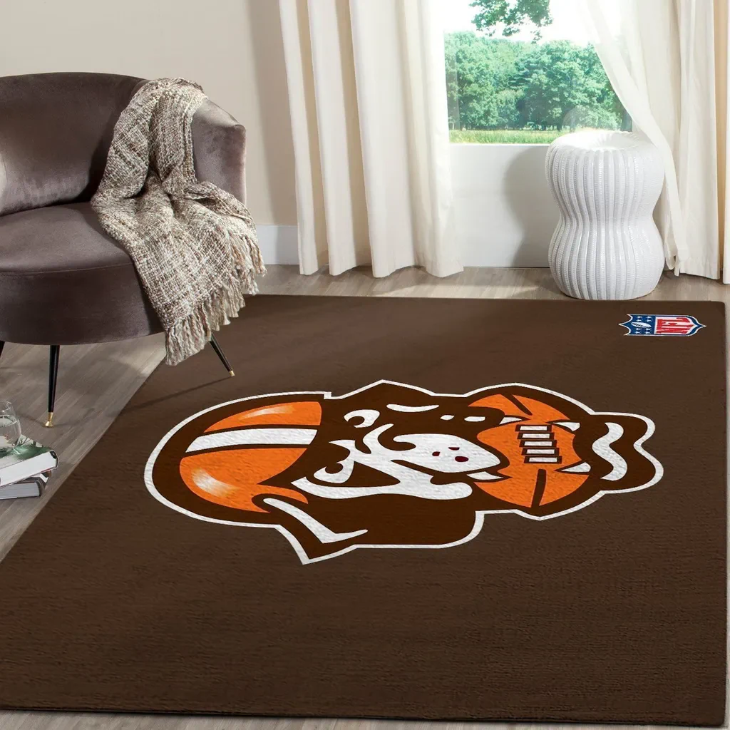 Cleveland Browns Rug – NFL Team Logo Area Colors Orange and Brown