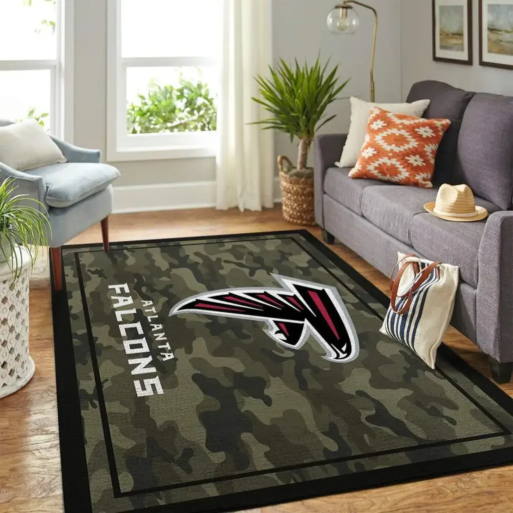 Atlanta Falcons Rug – Camo Area for Living Room Decor Black and Green