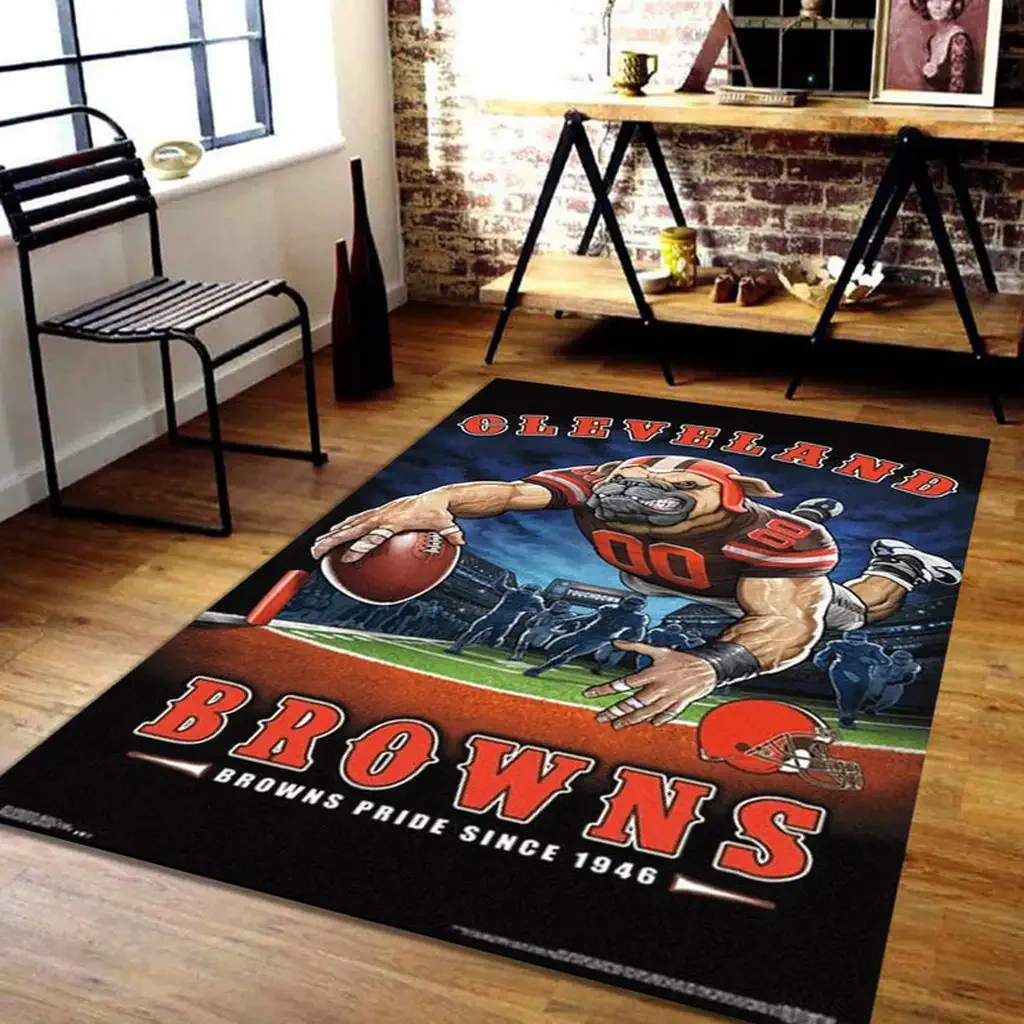 Cleveland Browns Rug – Football Fan Floor Mat Black and Orange