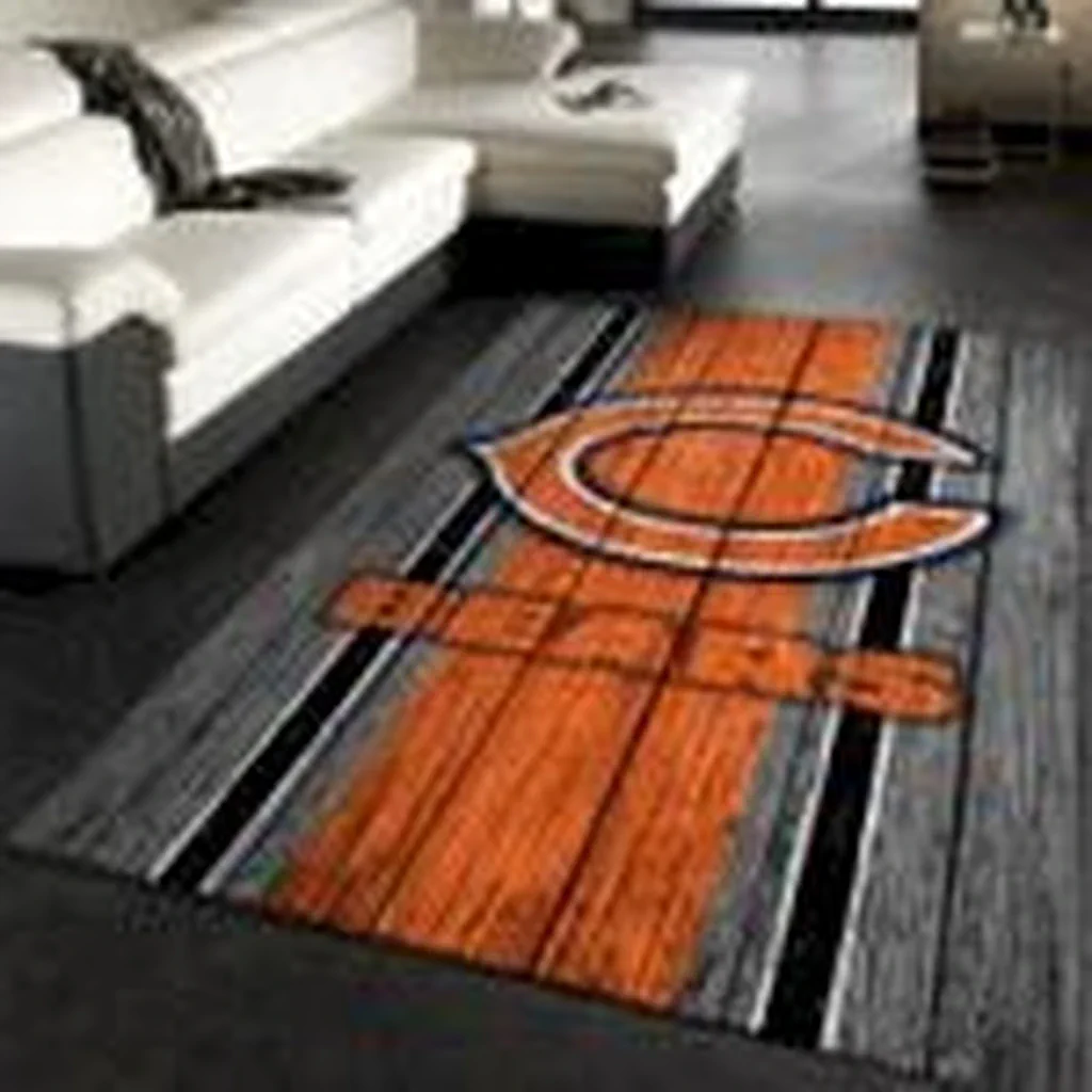 Chicago Bears Rug – Area for Living Room Carpet Decor Black and Orange