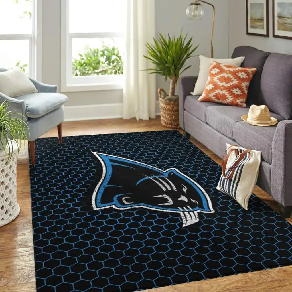 Panther Patterned Rug for Stylish Modern Living Room Black and Blue