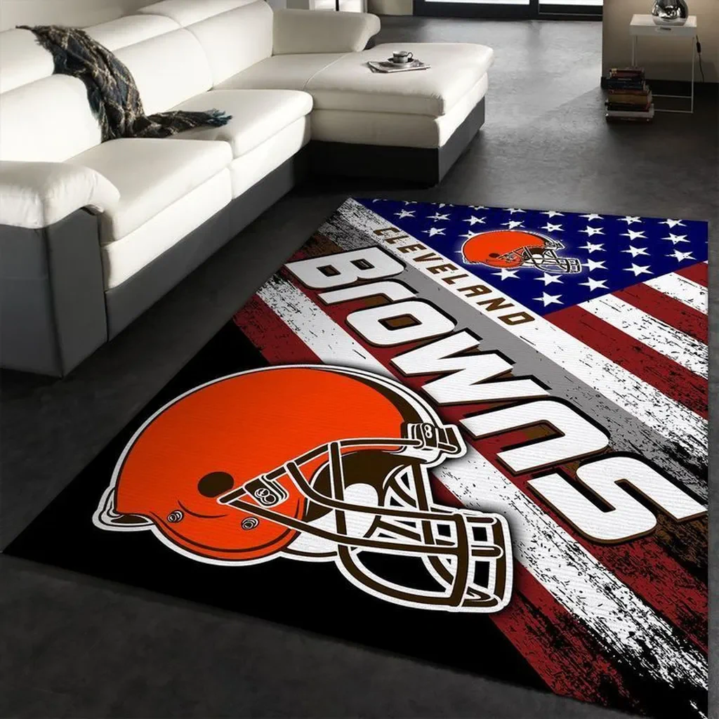 Cleveland Browns Rug – for Living Room Decor Orange and White