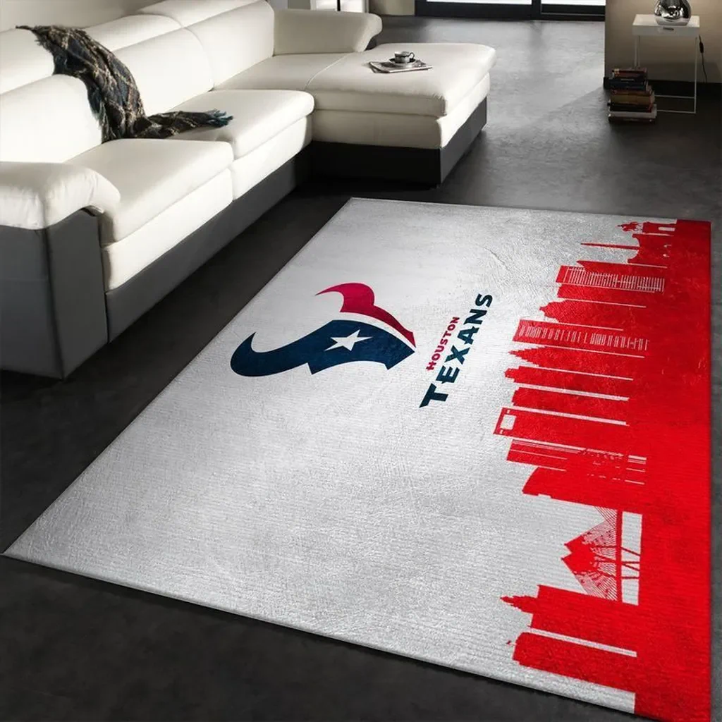 Houston Texans Rug – Modern for Living Room Decor Blue and Yellow