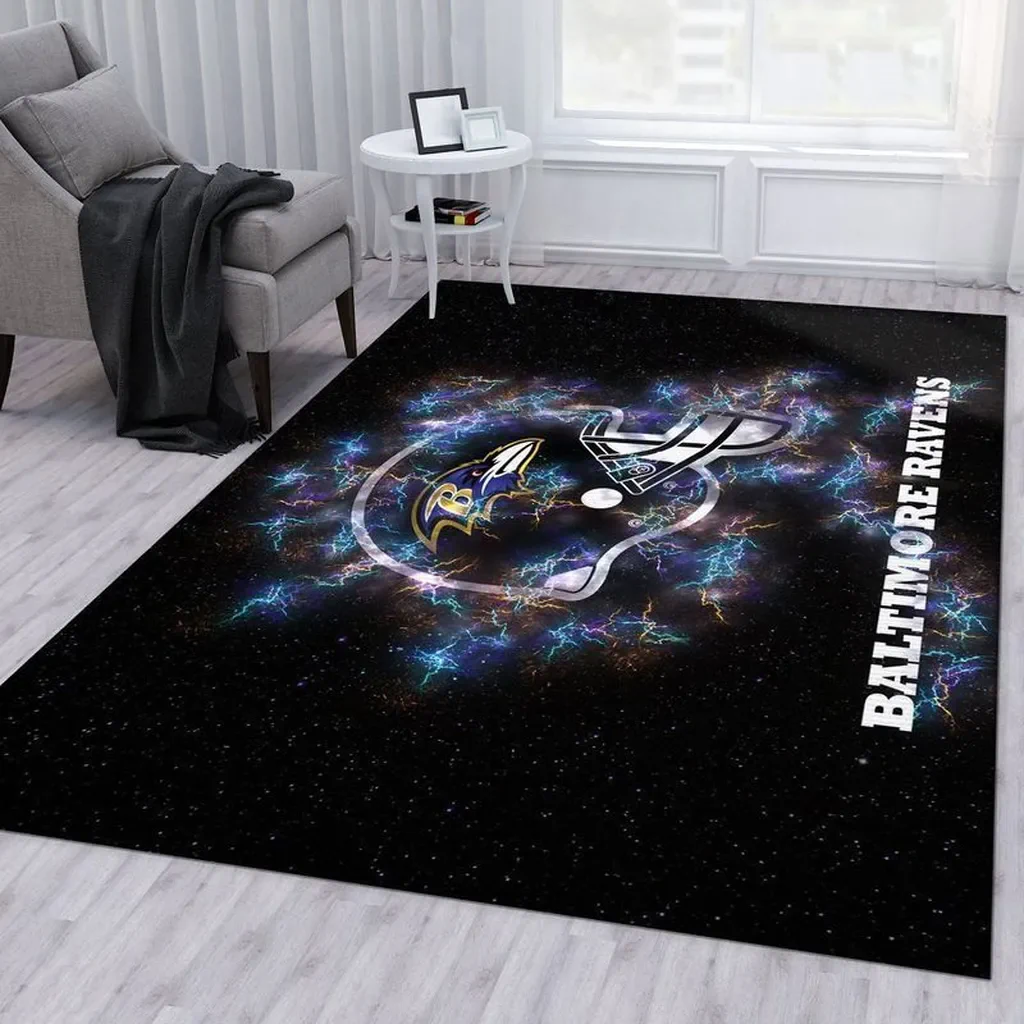 Baltimore Ravens Rug – Team Logo Area for Fans Black and Purple