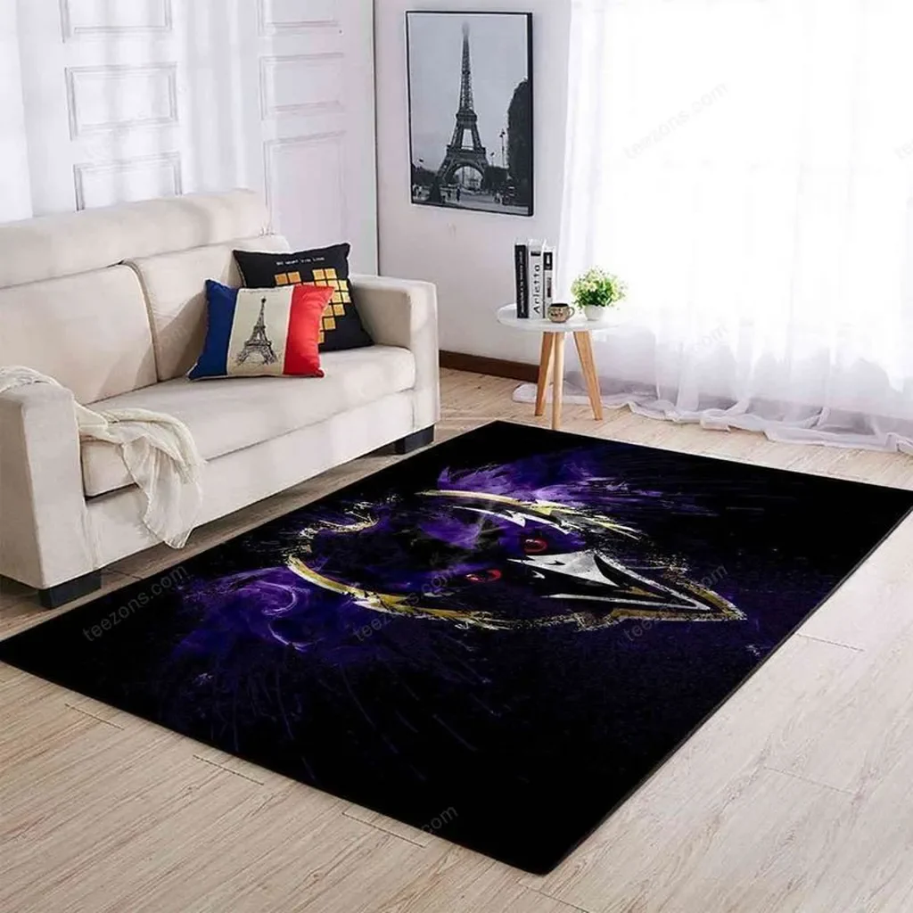 Artistic Raven Carpet for Stylish Living Room Decor Black and Purple