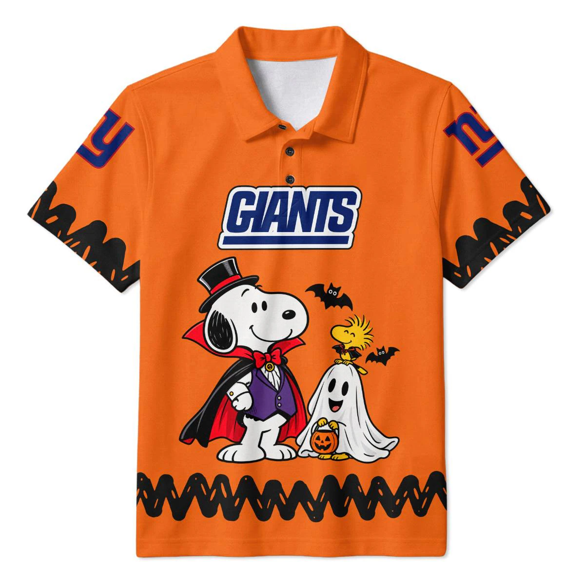 New York Giants Peanuts Halloween Polo Shirt, Men's Blue Red Golf Polo, Snoopy Football Fan Gift