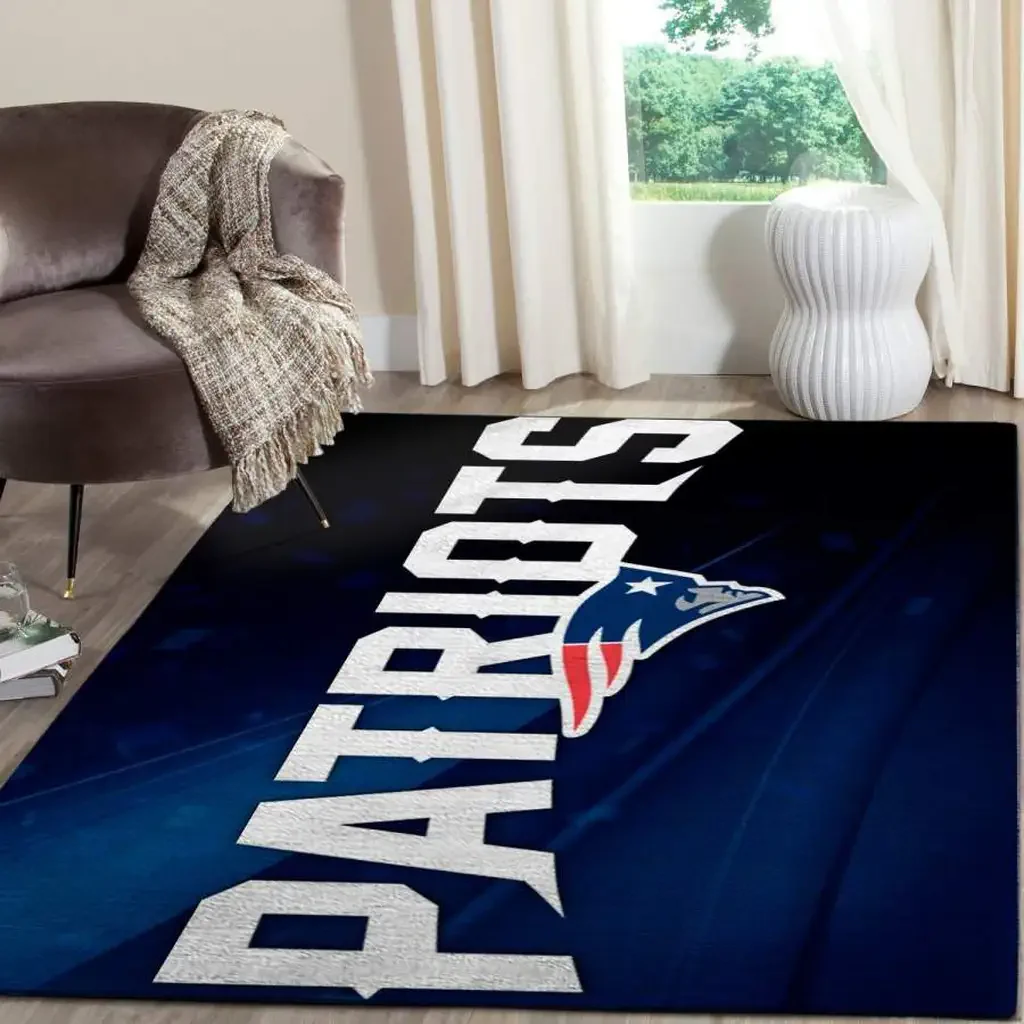 New England Patriots Rug – Living Room Area Blue and White