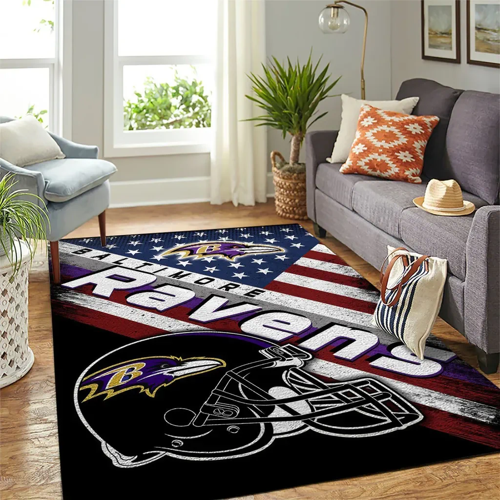 Baltimore Gridiron Football Carpet for Team Fans Black and Purple