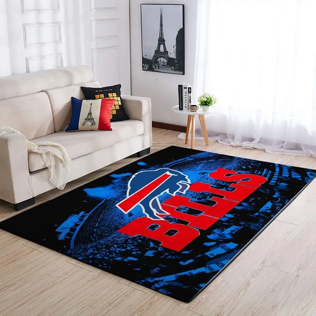 Buffalo Bills Rug – Perfect for Living Room Bedroom Decor Blue and Red