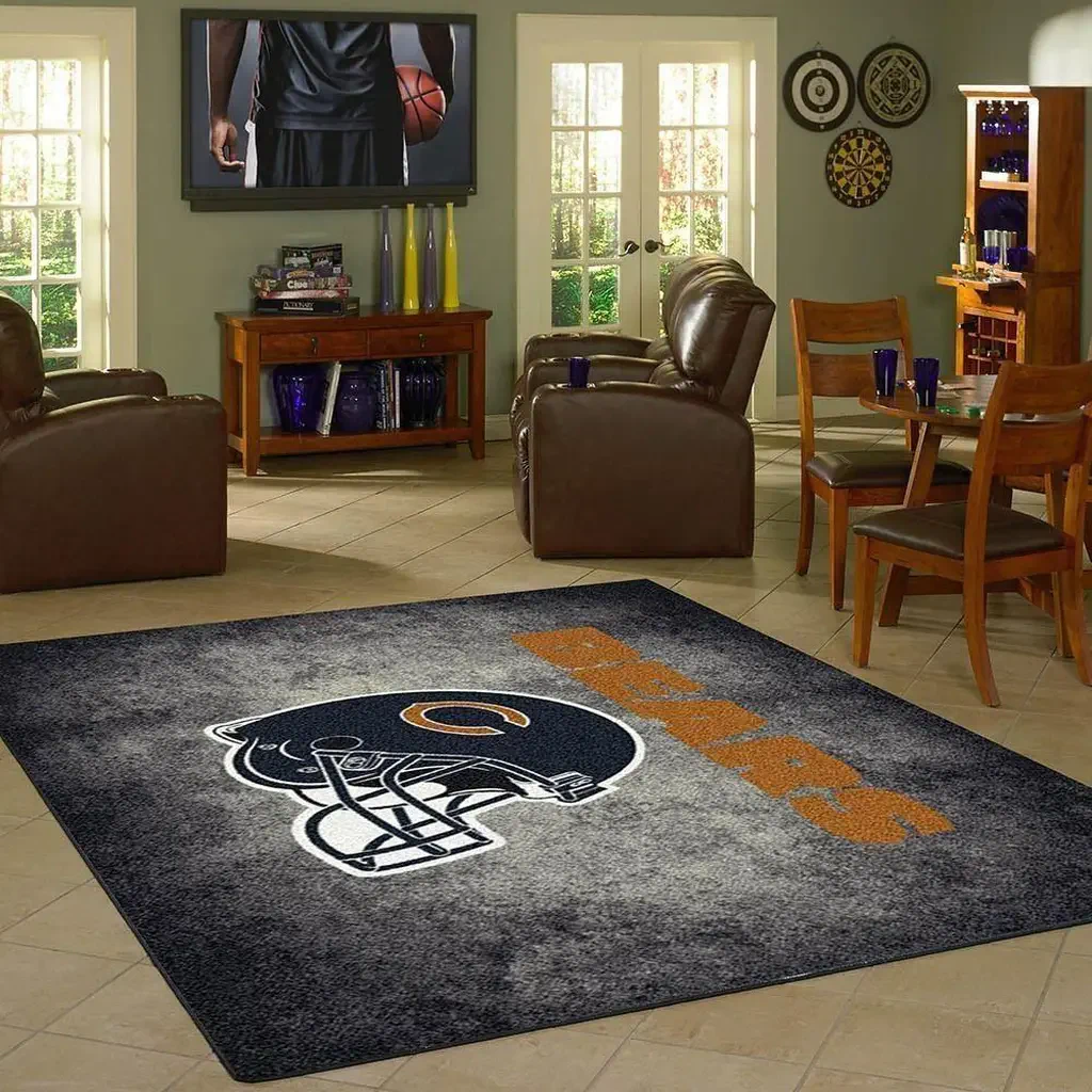 Chicago Bears Rug – Fan Helmet Design for Fans Black and Orange