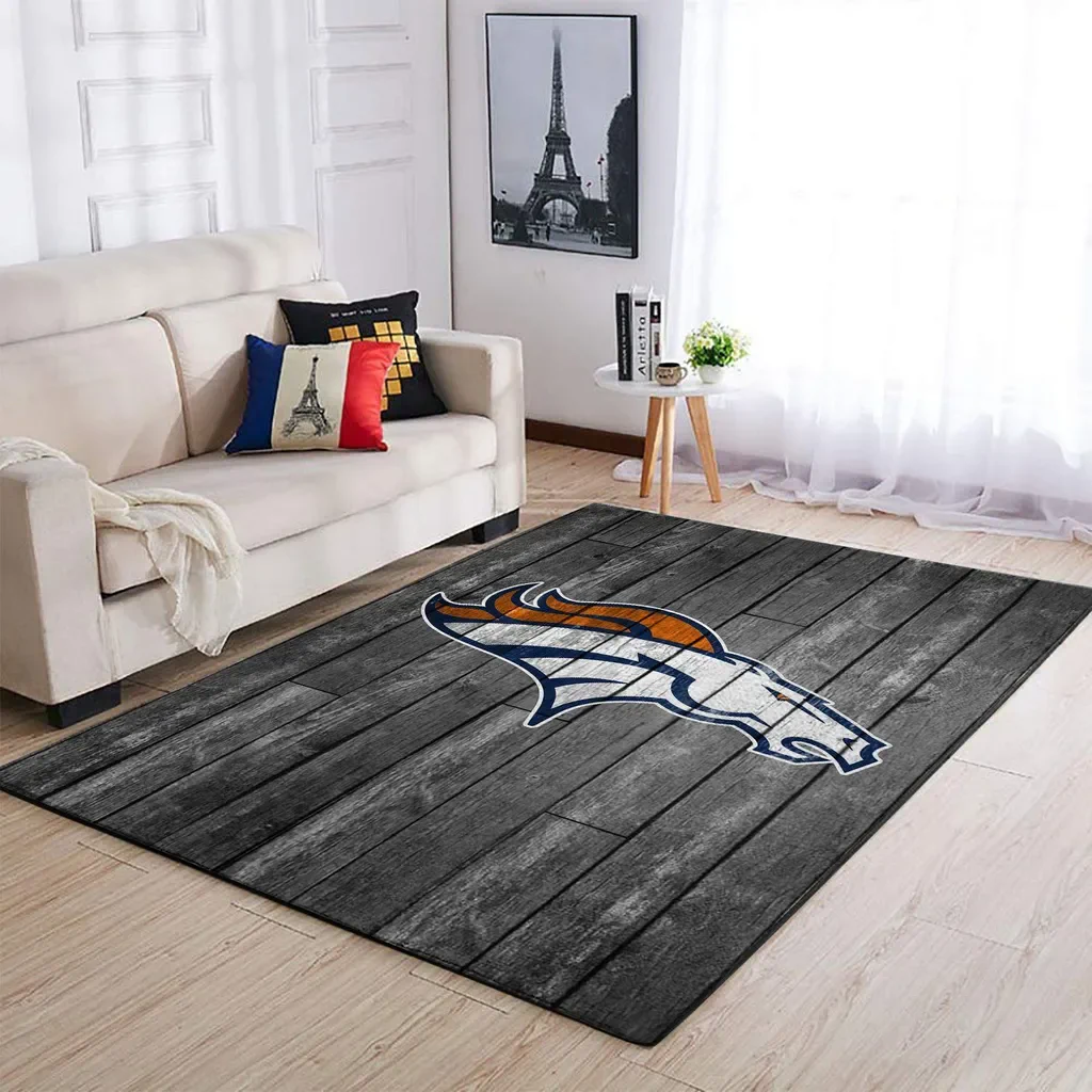 Denver Broncos Rug – for Living Room and Bedroom Decor Gray and White