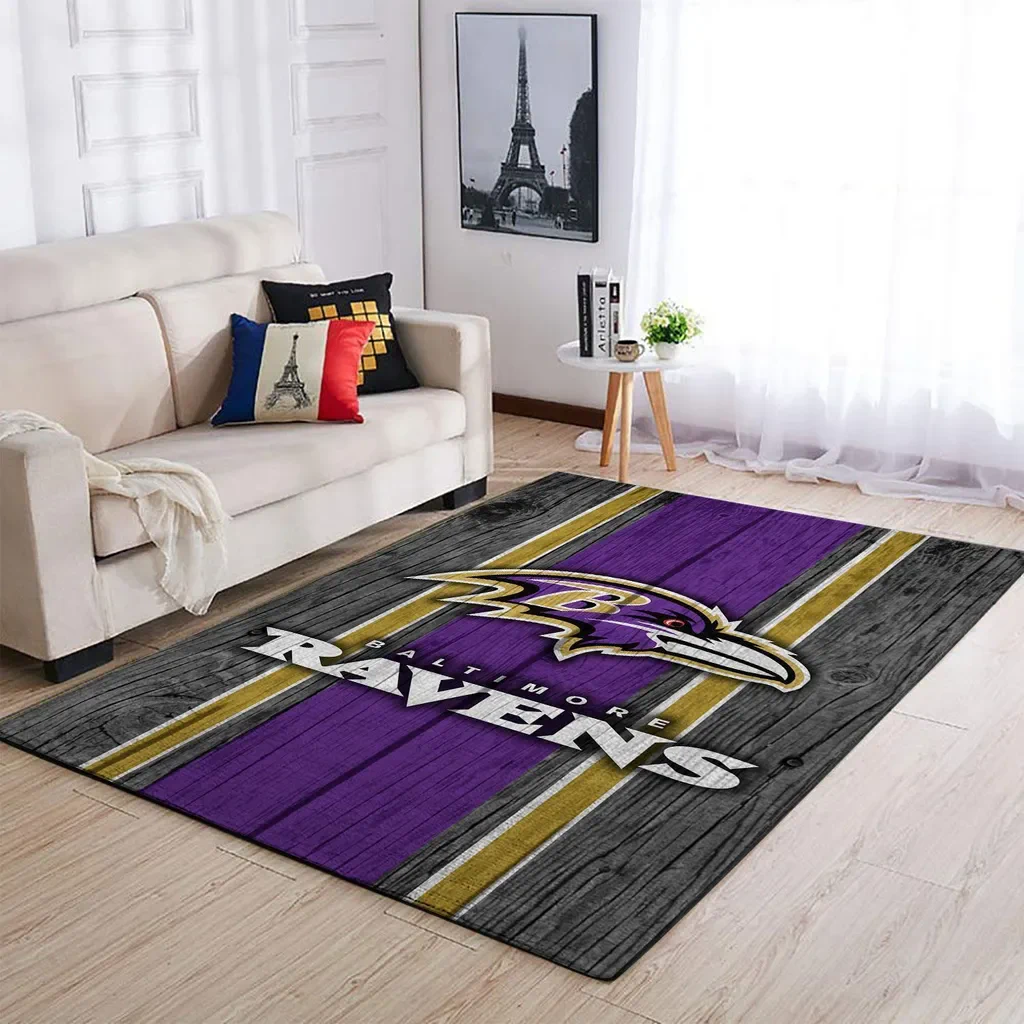 Baltimore Ravens Rug – Area Decorative Floor Mat Black and Purple