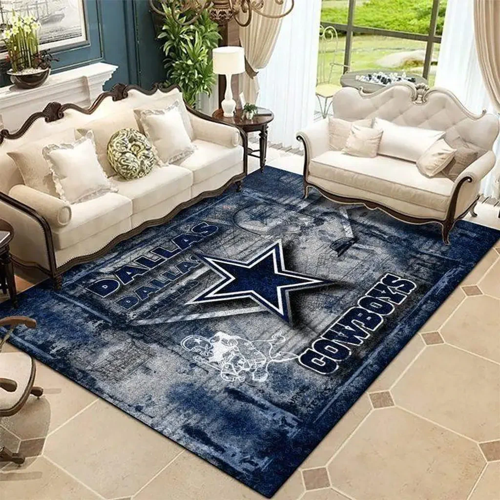 Dallas Cowboys Rug – Decorative for Home and Office Blue and White