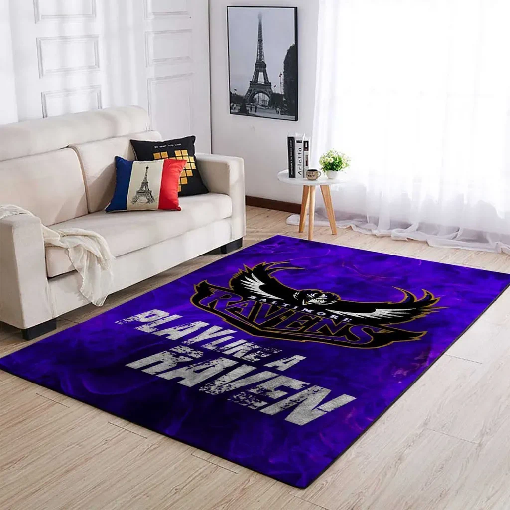 Baltimore Ravens Rug – Area Fan Floor Carpet for Home Black and Purple