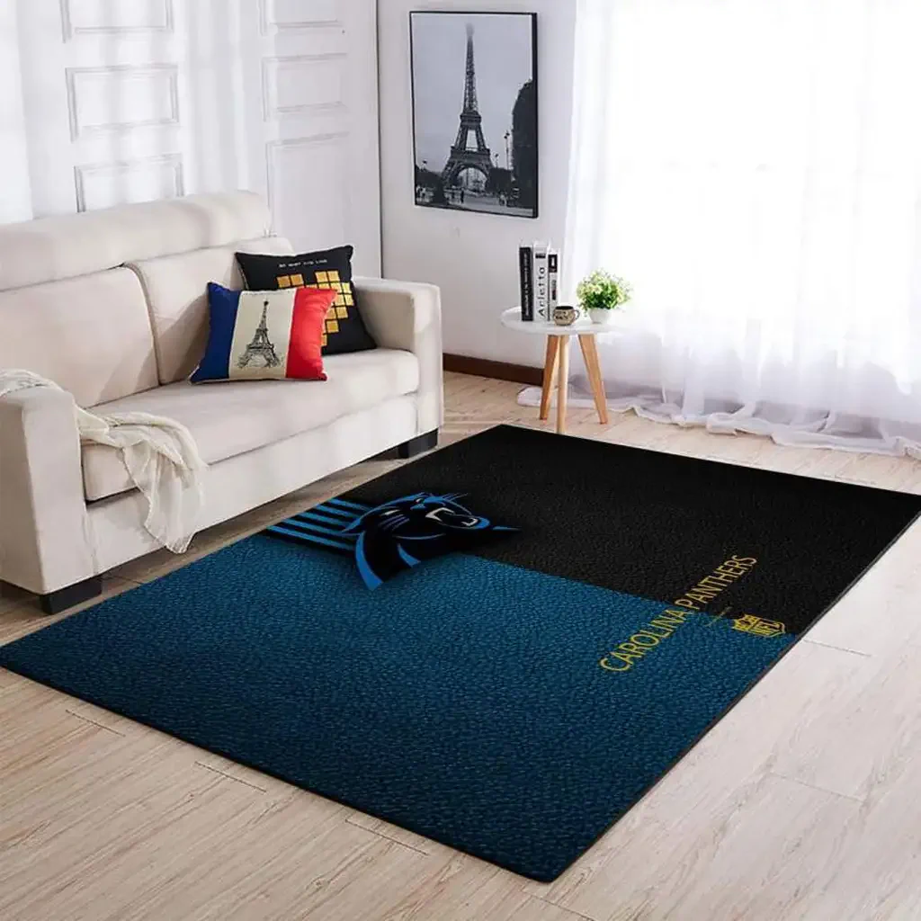 Carolina Panthers Rug – Football for Game Room Decor Black and Blue