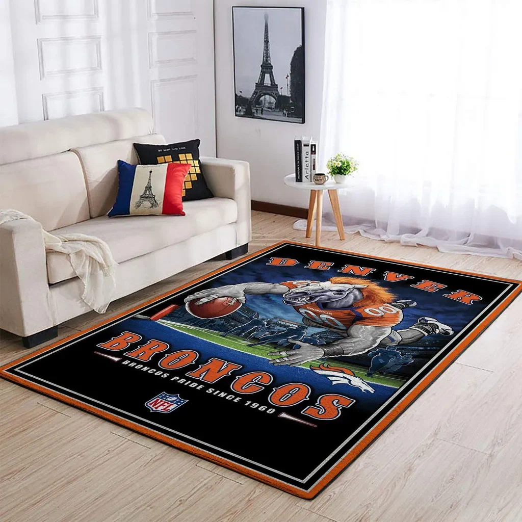 Denver Broncos Rug – Football Fan Team Colors Blue and Orange