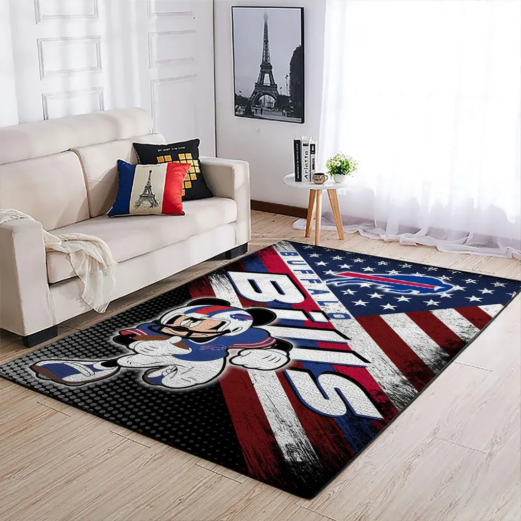 Buffalo Bills Rug – Football Decorative Area Carpet Blue and Red