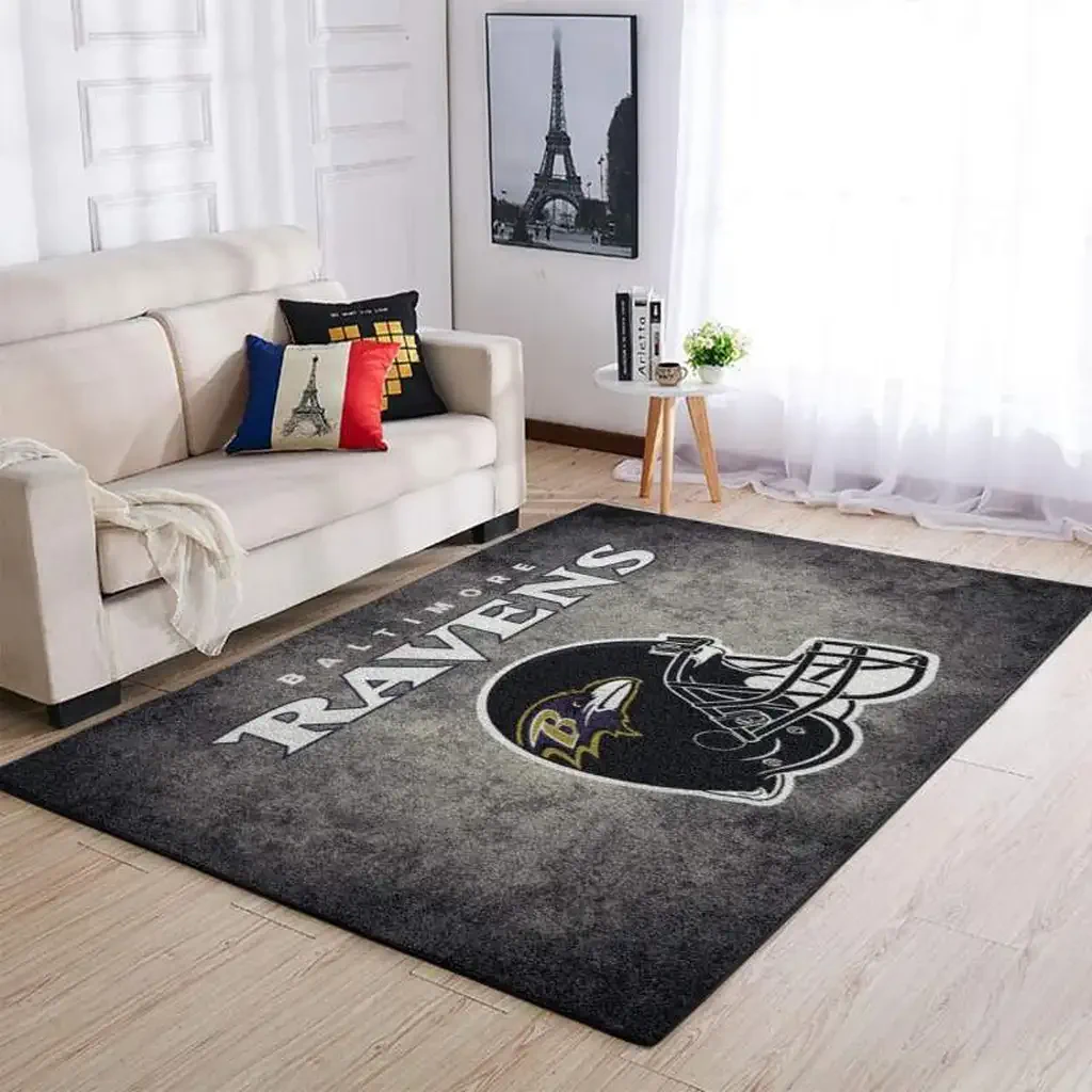 Baltimore Football Logo Carpet for Game Rooms Black and Gray