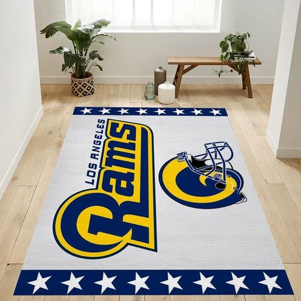 Los Angeles Rams Rug – NFL Team Logo Area for Fans Blue and Yellow