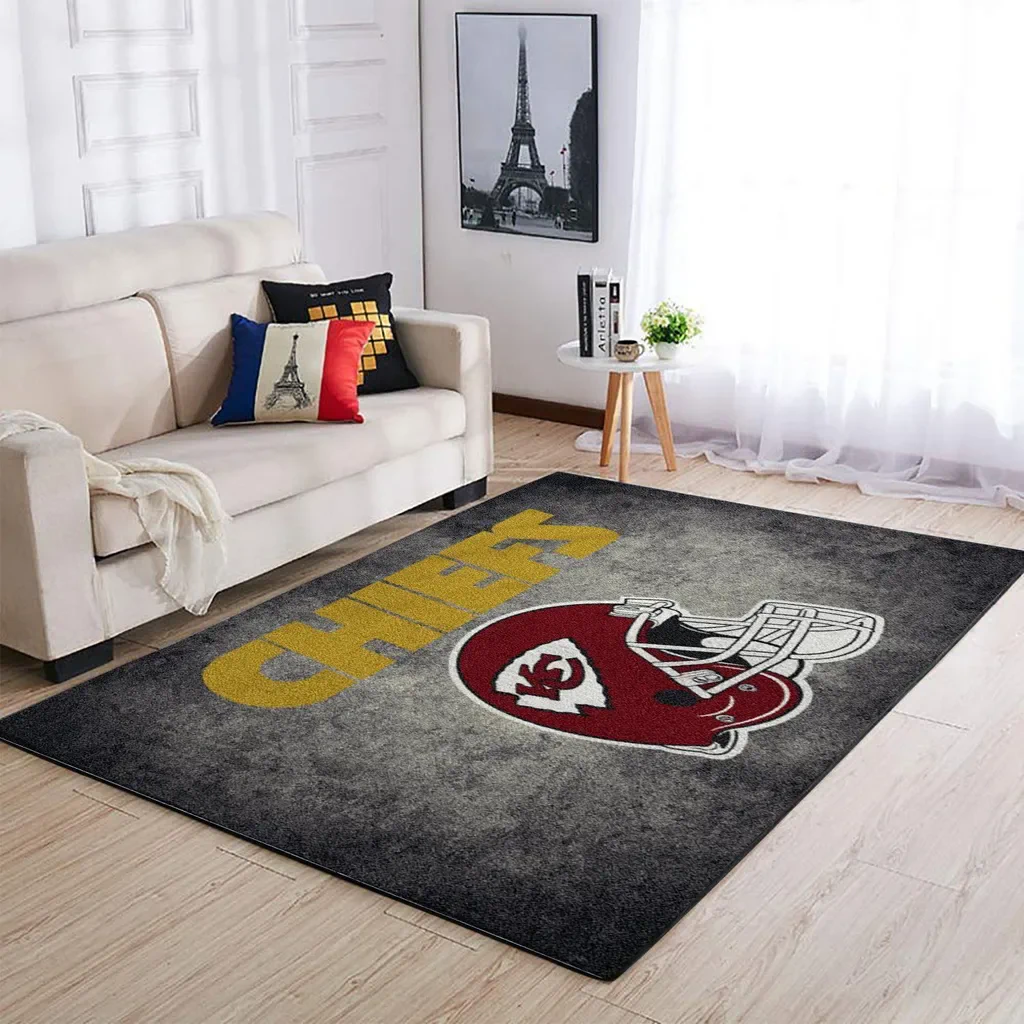 Kansas City Chiefs Rug – Football Helmet Area for Fans Red and Gray