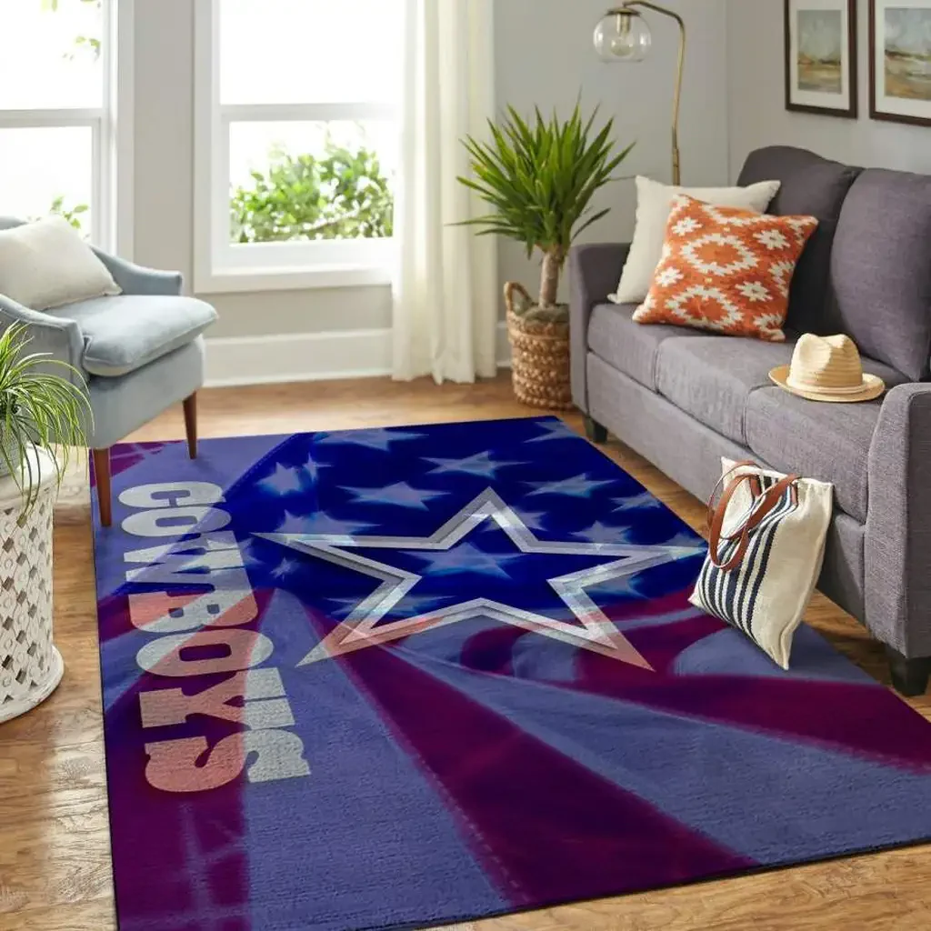 Dallas Cowboys Rug – Star for Living Room Floor Decor Blue and White