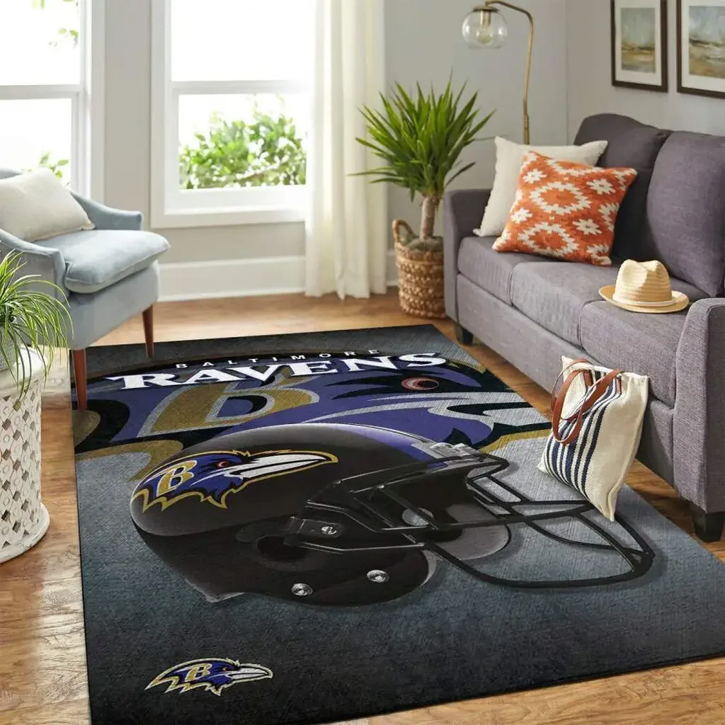 Baltimore Ravens Rug – NFL Fan Football Team Carpet Black and Purple