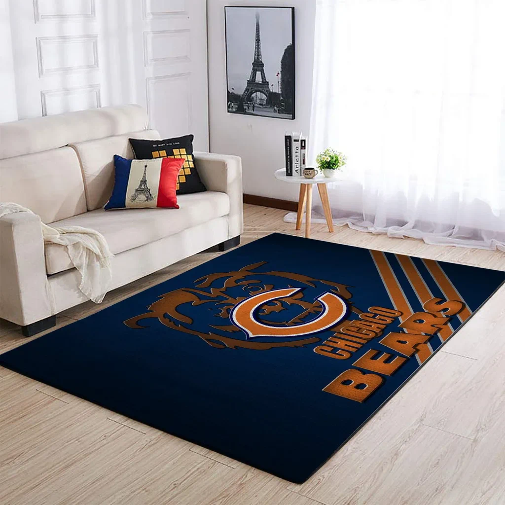 Chicago Bears Rug – Area Perfect for Living Room Decor Blue and Brown