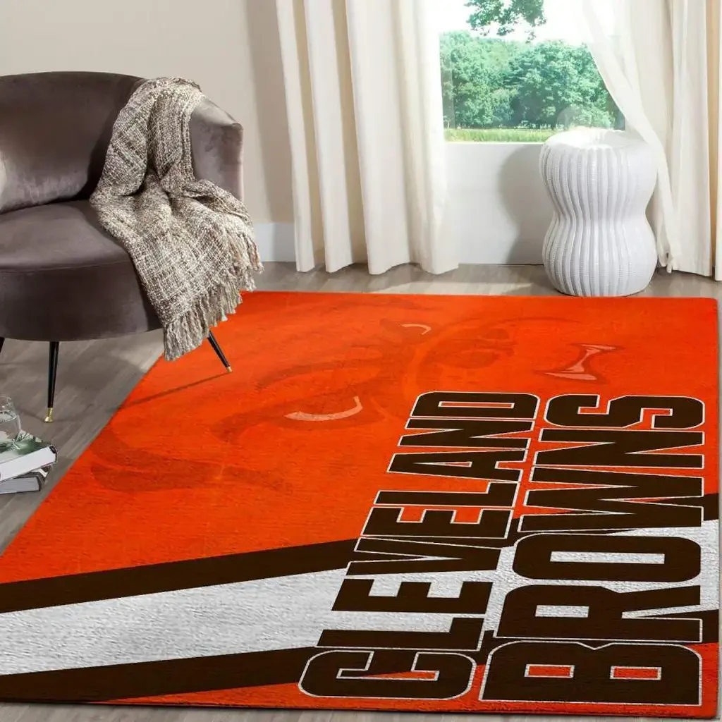Cleveland Browns Rug – NFL Area Football Floor Mat Orange and Brown