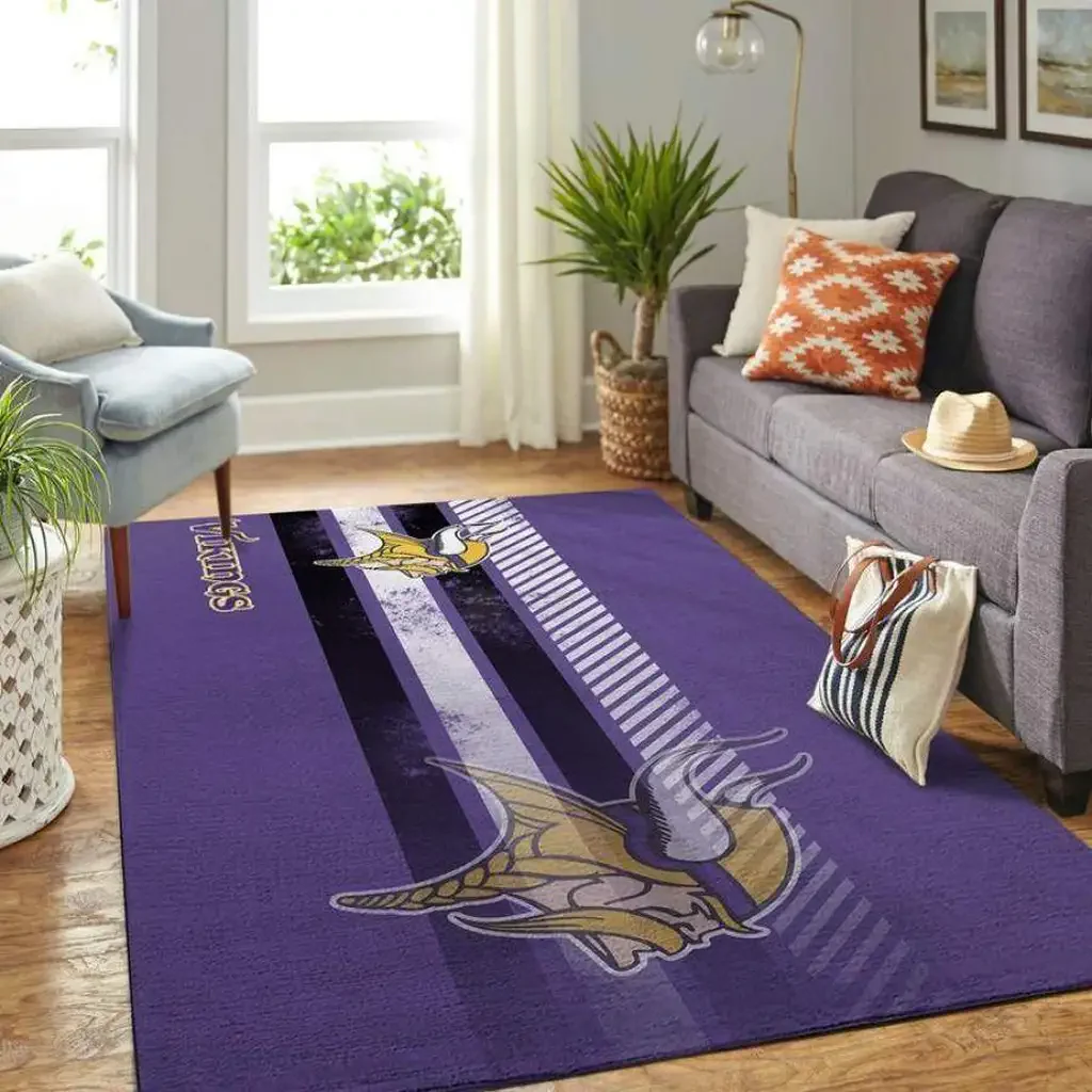 Minnesota Vikings Rug – Team Logo for Living Room Carpet Purple and Yellow