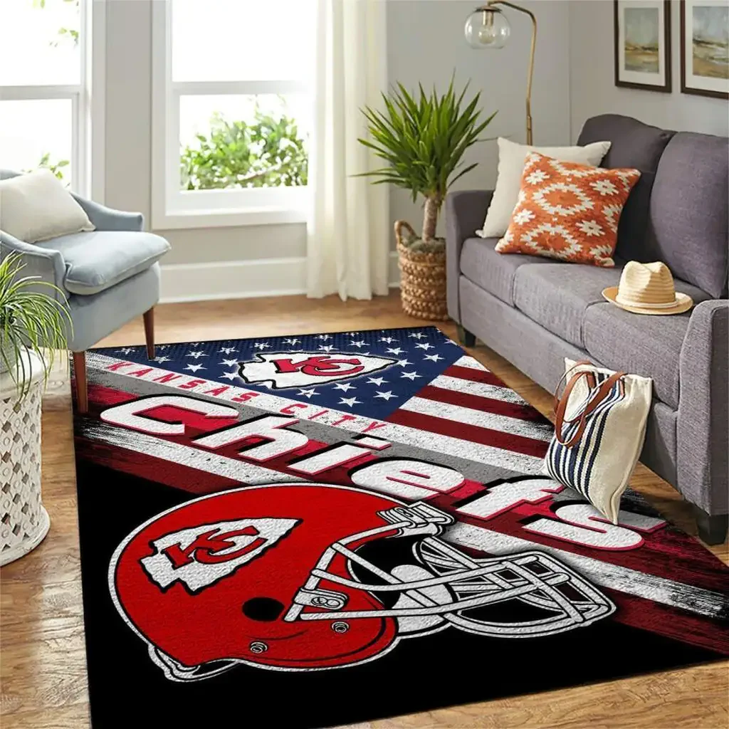 Kansas City Chiefs Rug – Football Helmet Area for Home Black and Red
