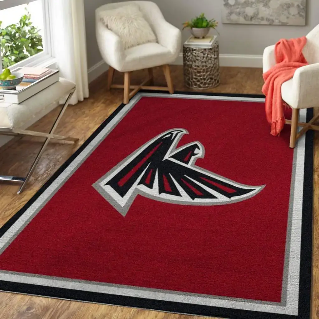 Atlanta Falcons Rug – Area for Living Room Decor Black and Red