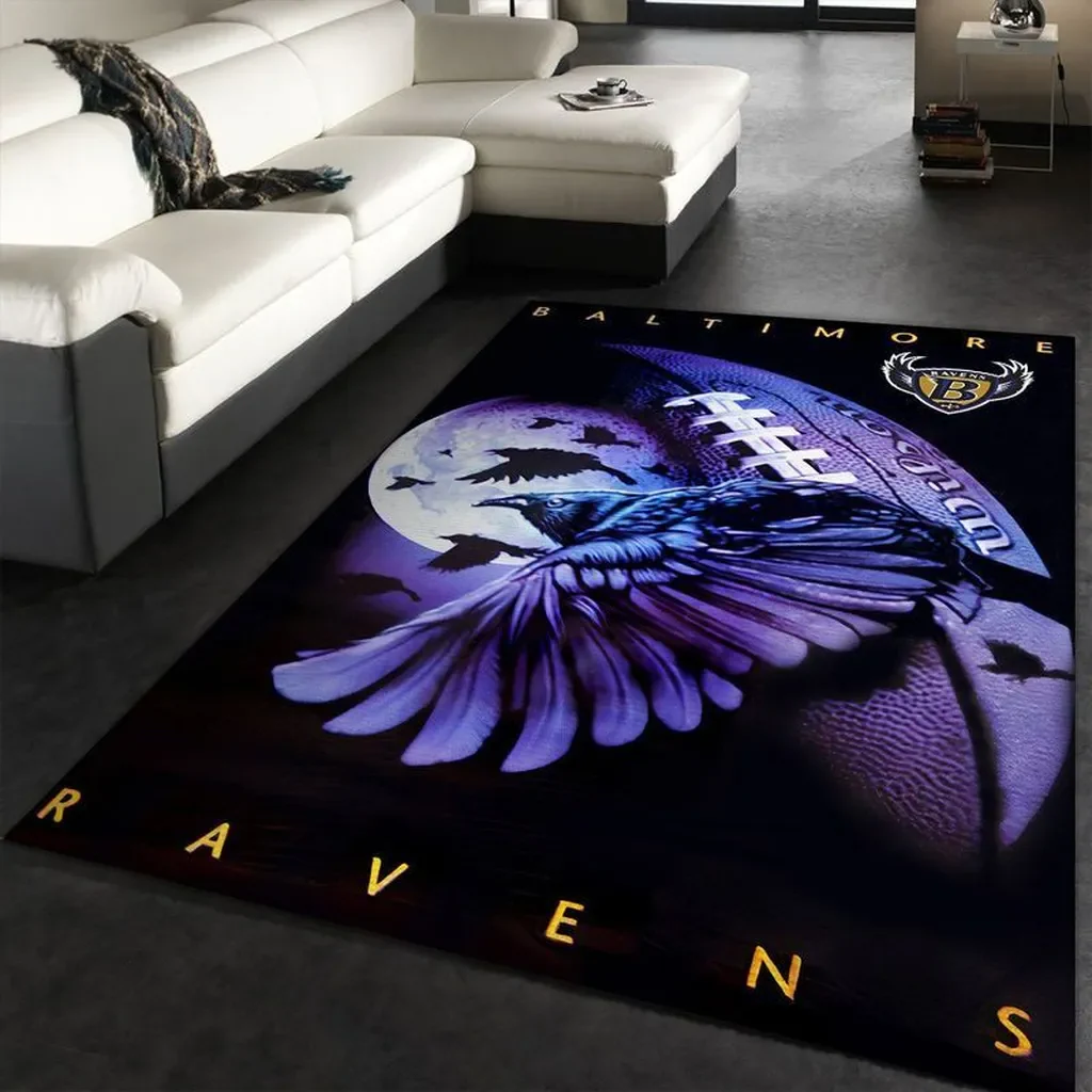 Baltimore Ravens Rug – Football for Game Room Black and Purple