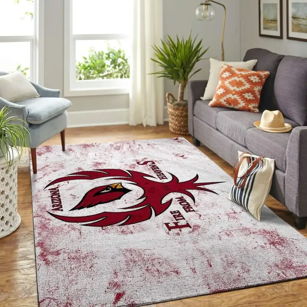 Arizona Cardinals Rug – Logo Area for Living Room Black and Red